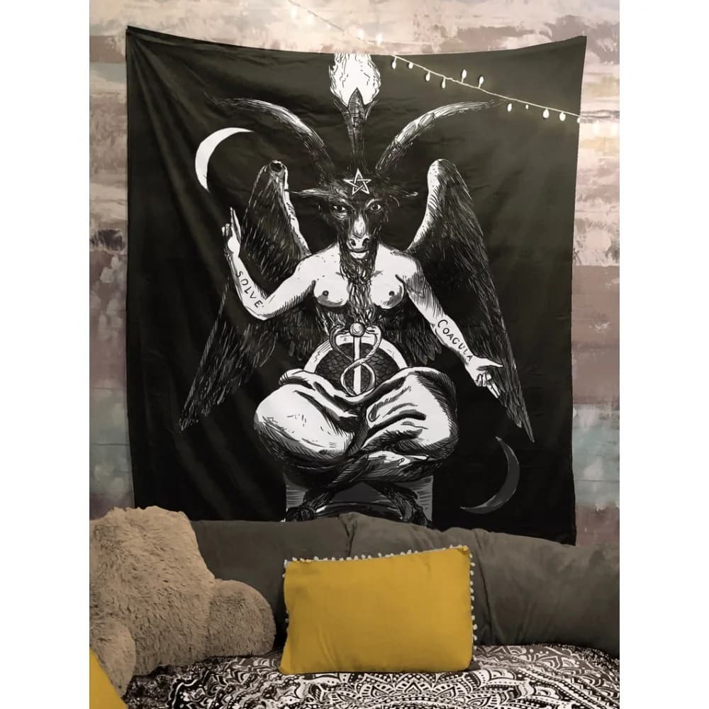 Baphomet Tapestry Multiple Sizes HD Print Eliphas Levi Occult As Above So Below Soft Polyester Bedroom Living Room Wall Decor