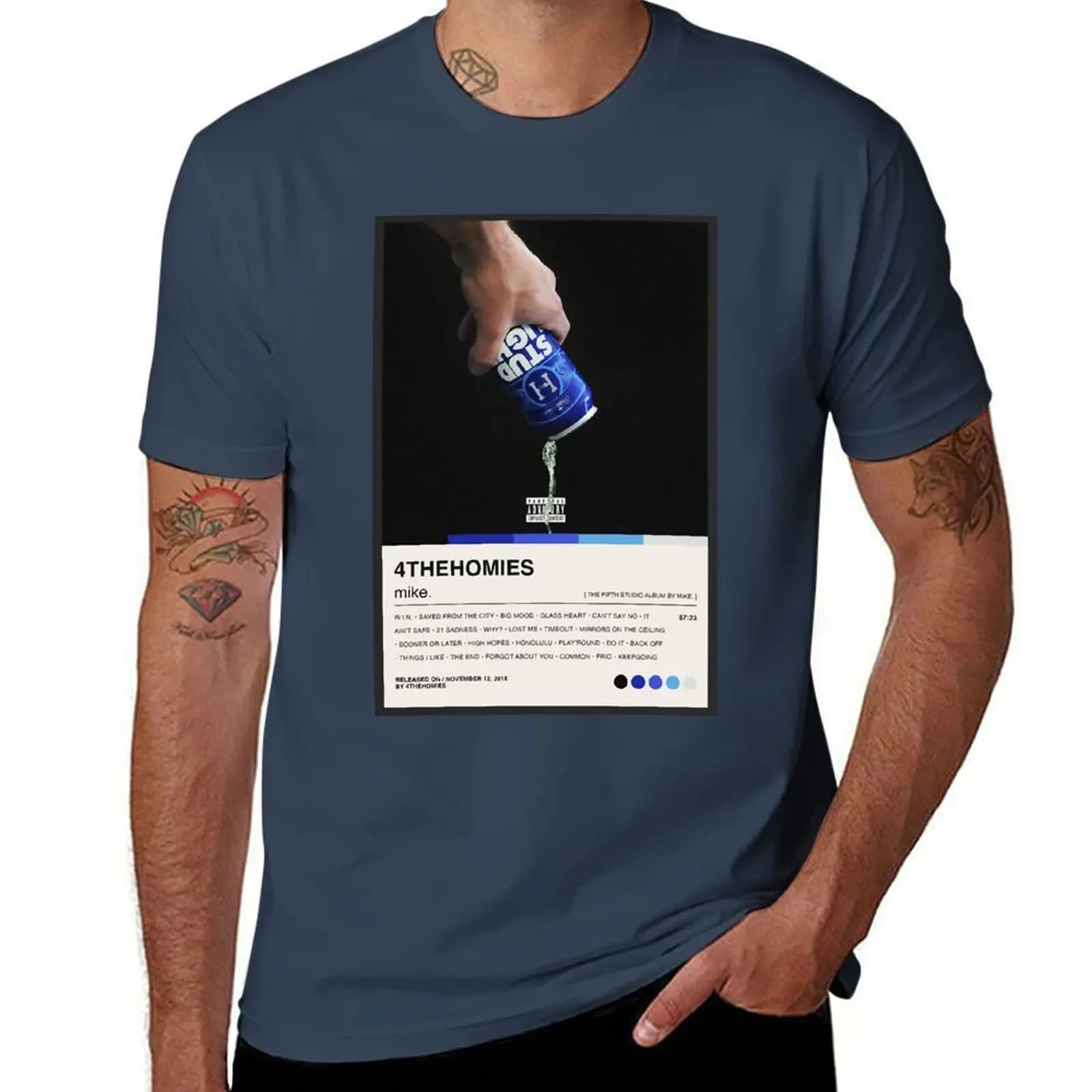 Mike Stud - T-shirt 4TheHomies con stampa artistica a linee semplici
