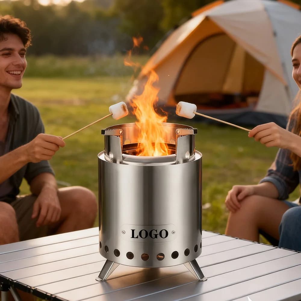 Table focolare da 7 Pollici a Basso Fumo per Campsite, Stufa per Este a Combustione Sicura, Alimentato a Pellet o Legna - Sale all'Ingrosso