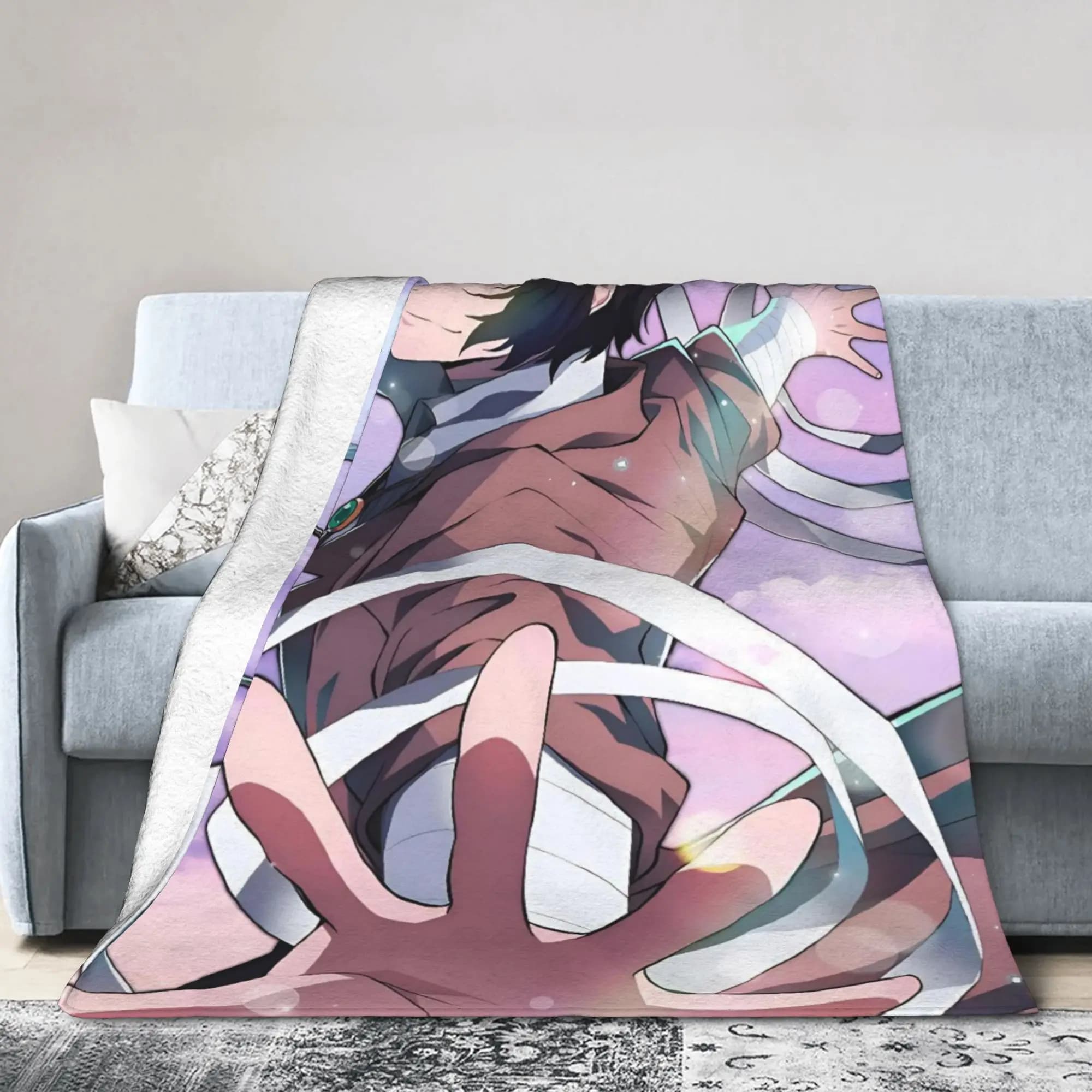 Dazai Bungo Stray Dogs Blanket Flannel Autumn/Winter Multifunction Warm Throw Blanket for Bed Office Bedspread