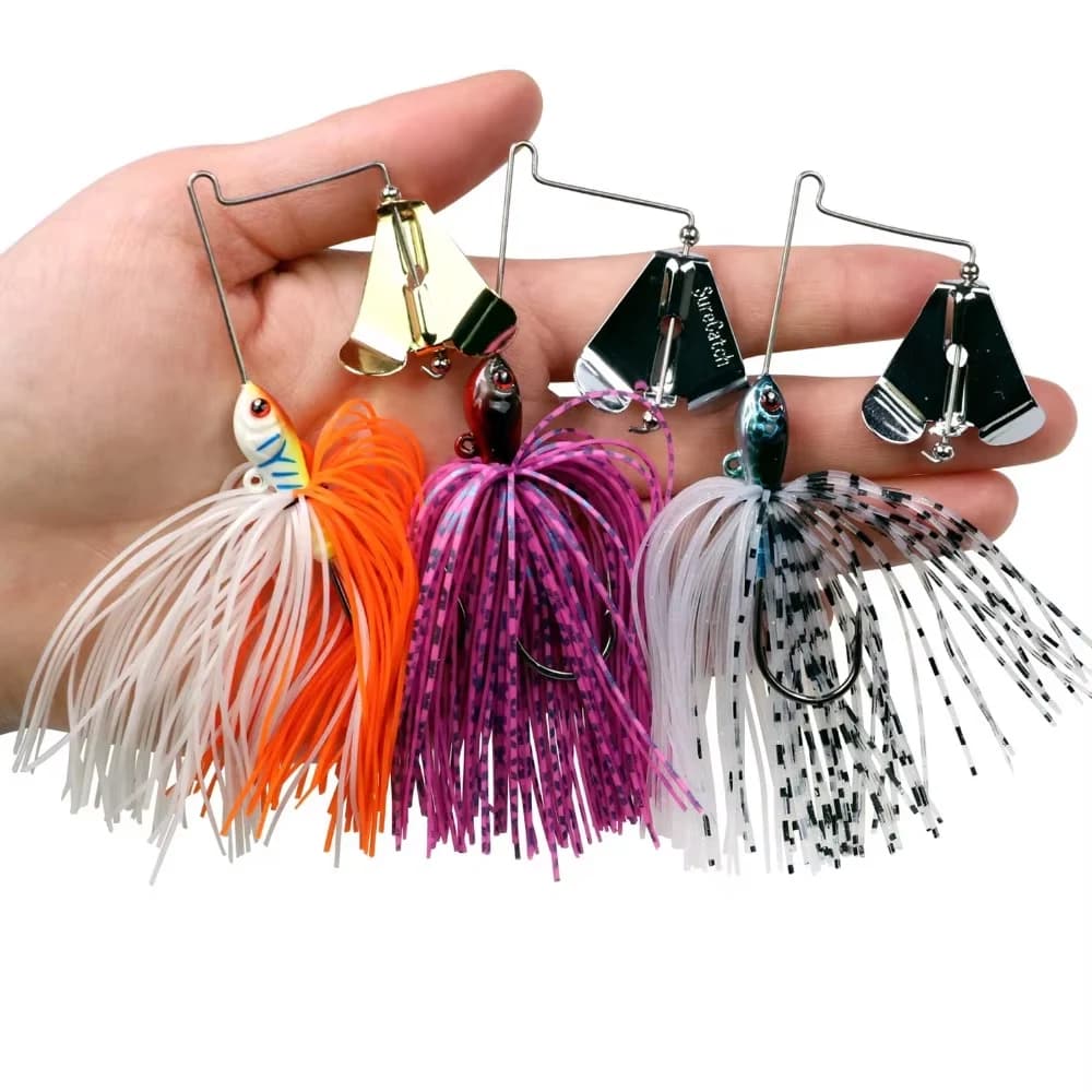 1 pz 12.8g Spinnerbait Richiamo di Pesca Filo Esca Spinner di Metallo Buzzbait Gonna In Silicone Esche Per Bass Pike Lama Jig Hook