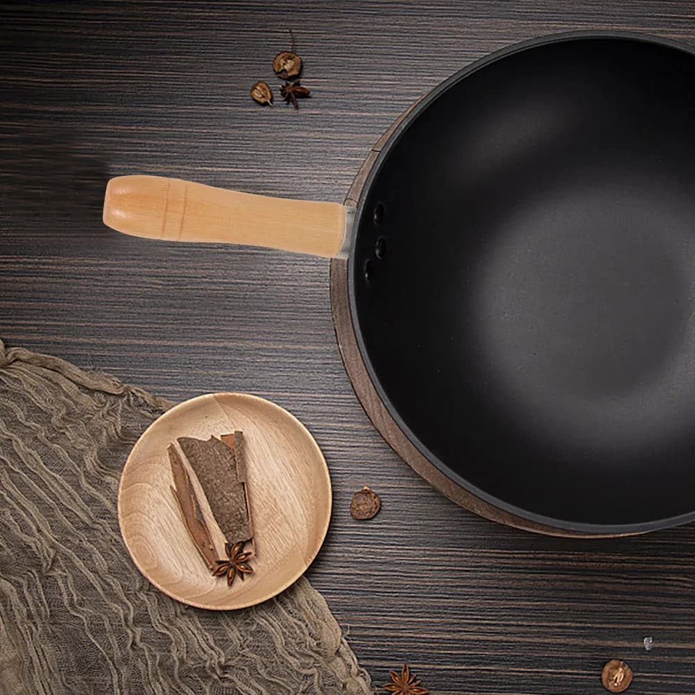 Set di 3 Manici in Legno per Utensili da Cucina, Manici Staccabili in Legno Massello per Spatole e Padelle, Resistenti al Calore e Antiscottatura, 6x45mm