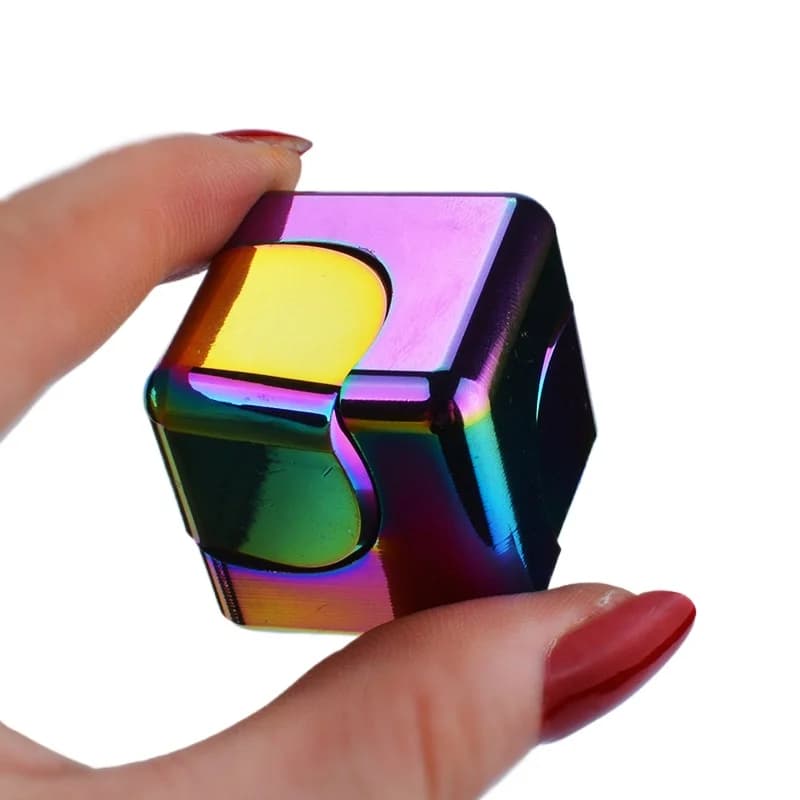 Spinner Cubo in Lega, Giocattolo Antistress per Adulti, Giroscopio da Dito Portatile per Ufficio, Casa e Viaggio, Regalo di Natale