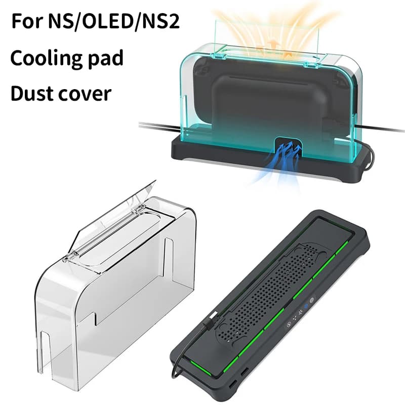 For Nintendo Switch2 cooling pad dust cover set with RGB for NS oled Cooling dock dust case for Switch V1 V2 cooling stand