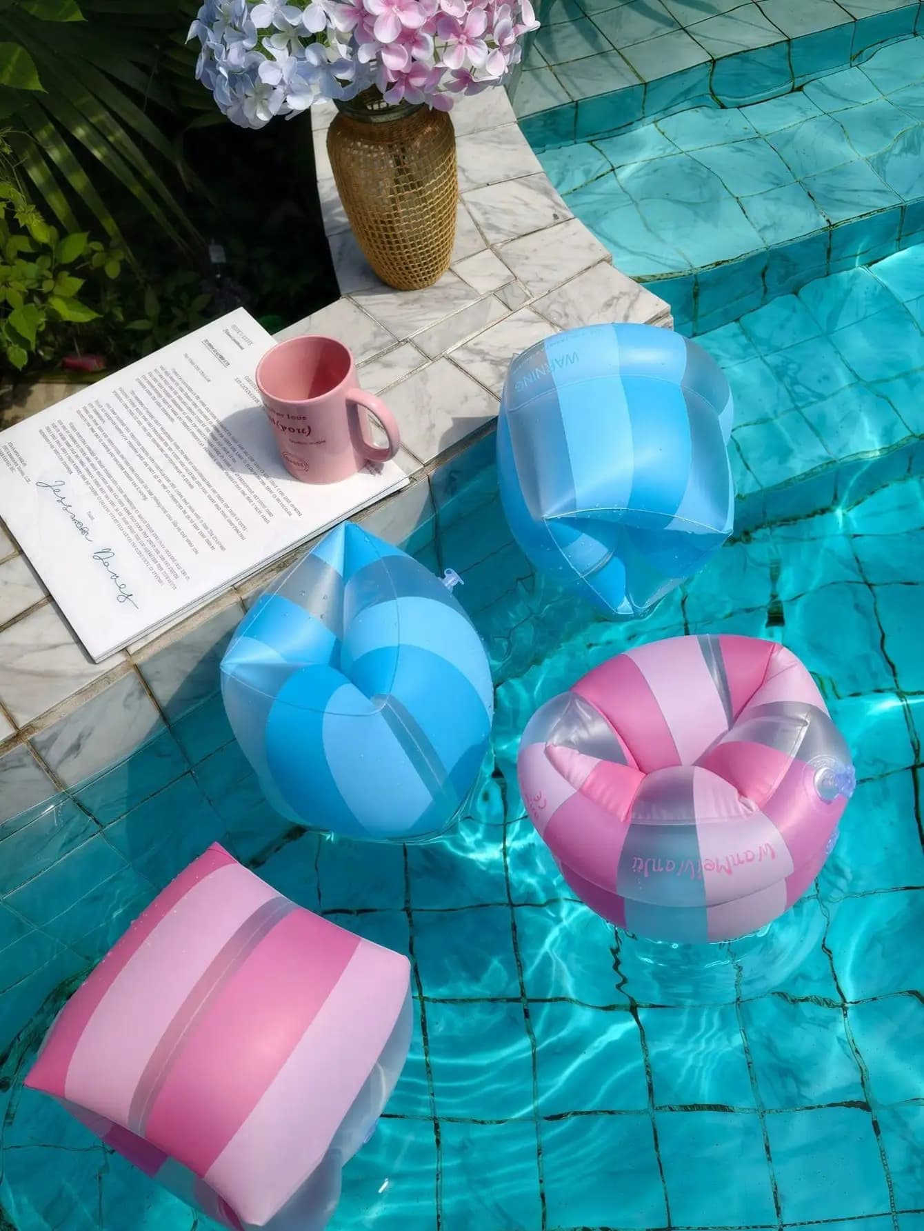 1pcs PVC Inflatable Arm Floats & Swim Rings, Adult Buoyancy for Summer Pool & Beach