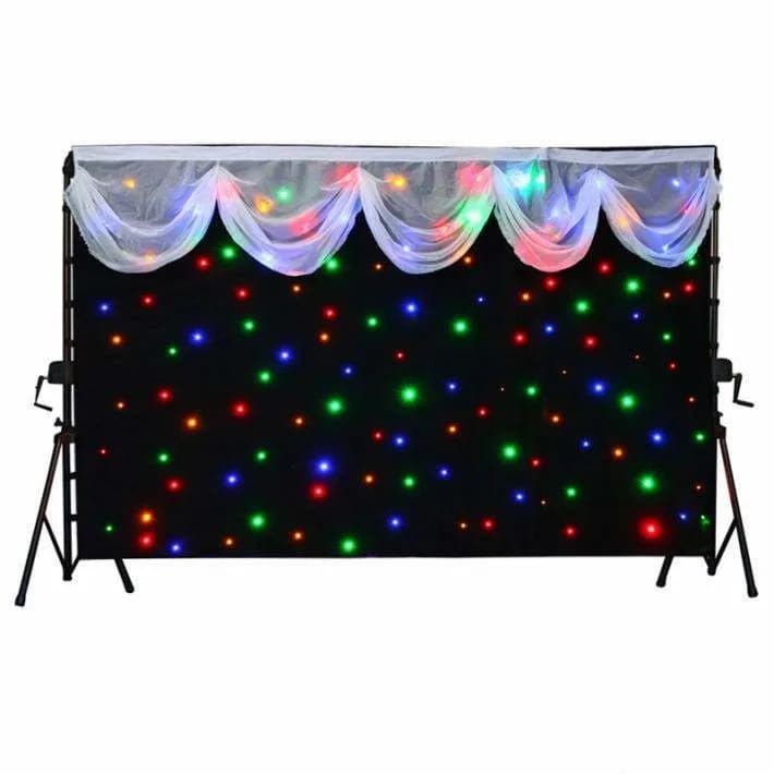 6x3.5M LED Fondale RGBW Tenda drappeggiata Luci da palcoscenico per matrimoni per tenda a stella LED RGBW in tessuto da chiesa