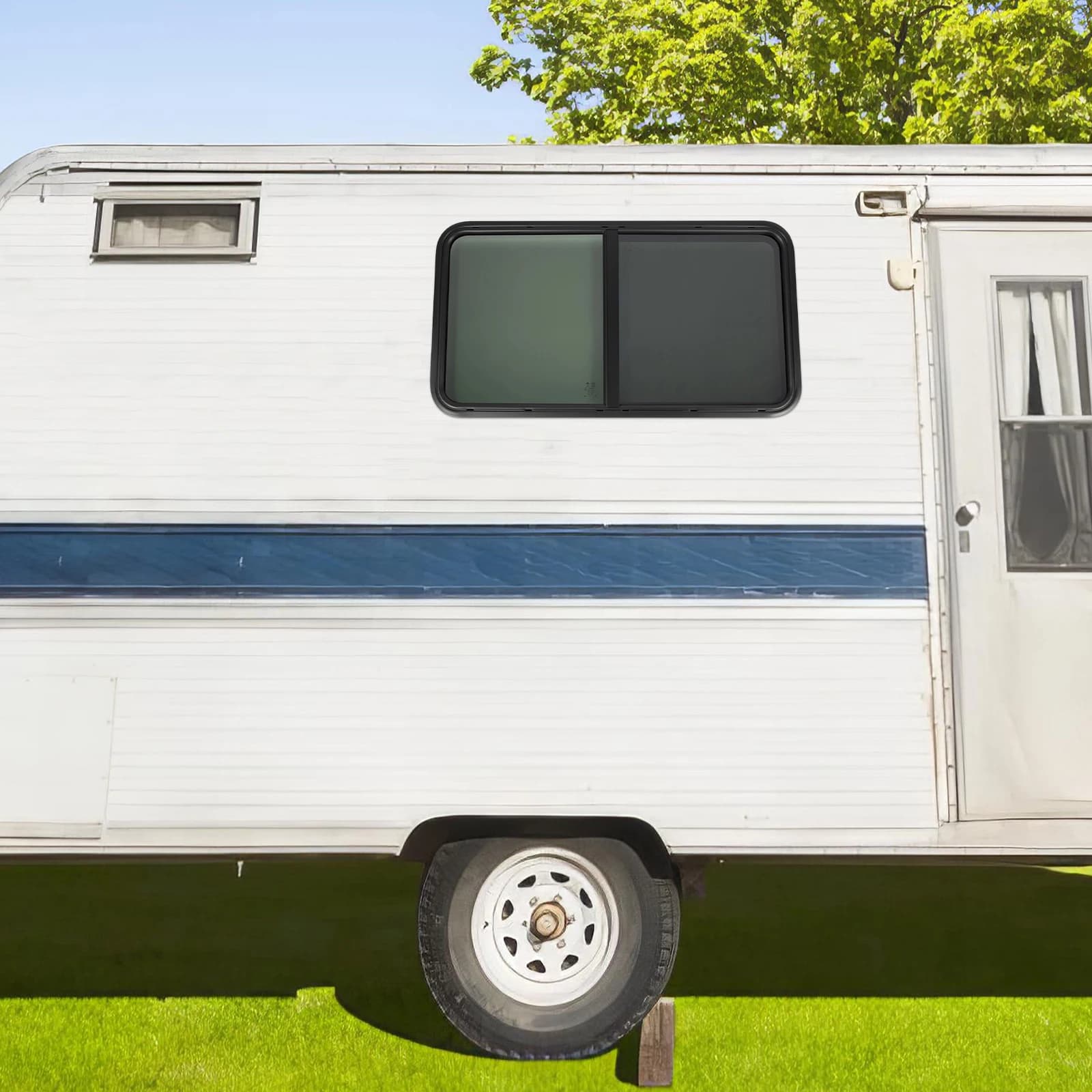 1080 * 570 mm aluminum alloy motorhome rectangular window with mounting ring 25% universal motorhome glass transmission