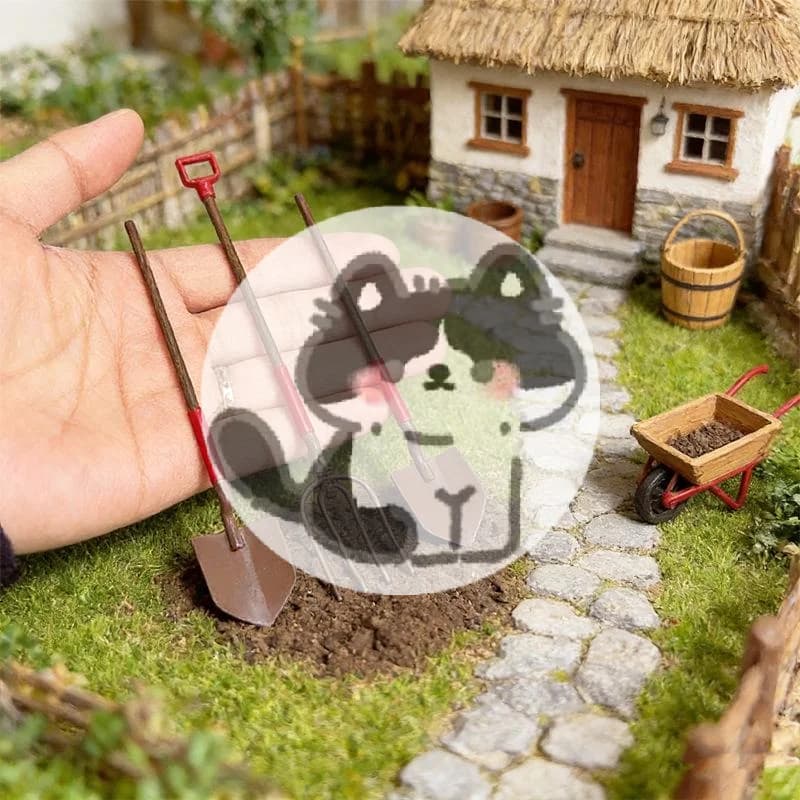 Set di 3 Mini Attrezzi da Giardinaggio in Metallo per Casa delle Bambole 1:12, Ornamenti per Micro Paesaggi Fai-da-Te