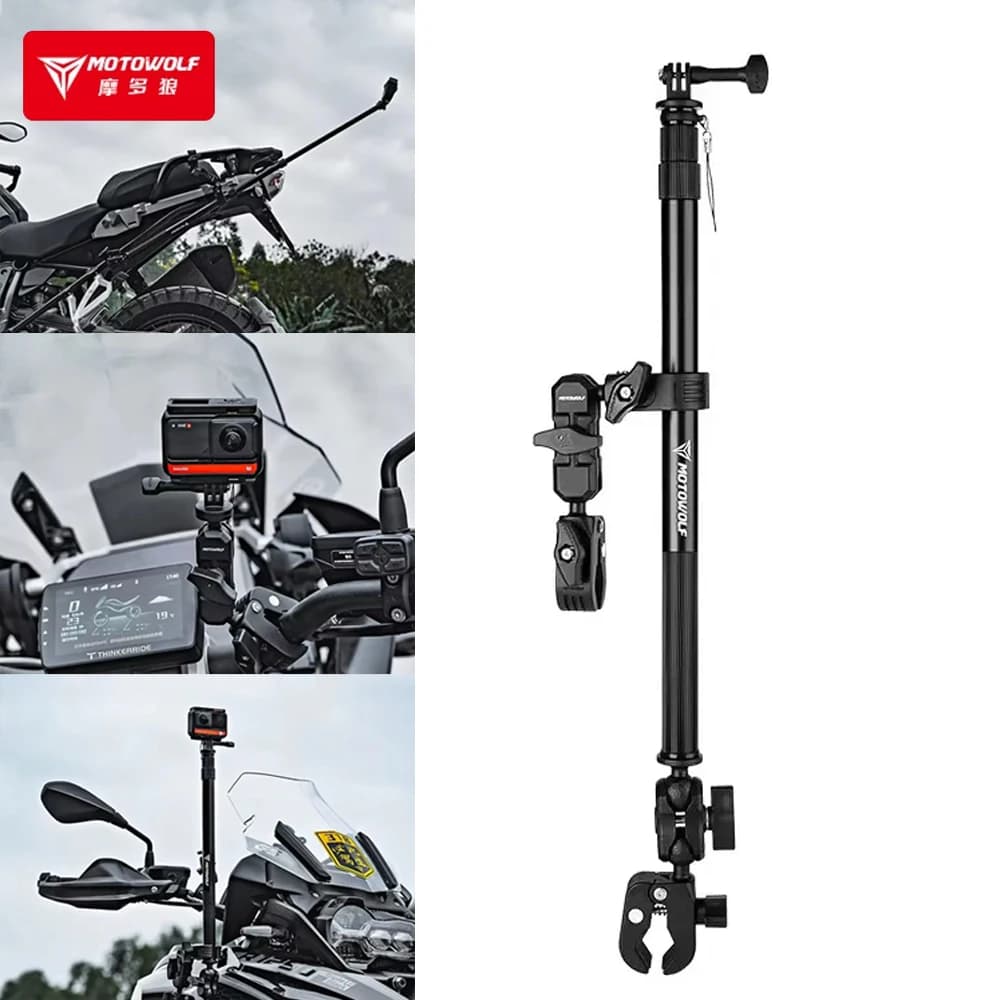 Motorcycle Camera Mount for GoPro Motorbike Riding Shooting Bracket Multifunctional Action Camera Selfie Stick Recorder Holder