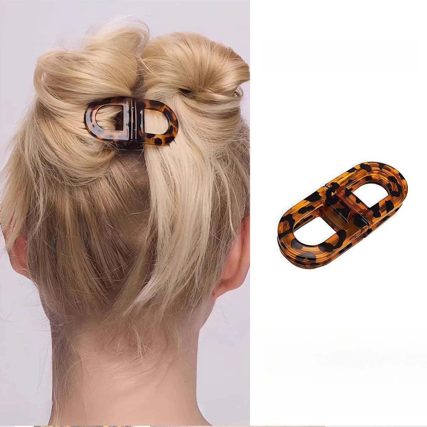 Creative Magnetic Hair Clip with Leoped Print, Small Clasp for Women's Head Rear Hanging, Semi- curled Hair Accessory