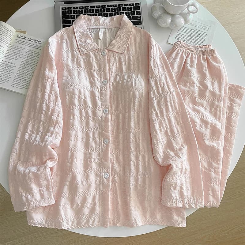 2 pieces set women's long sleeve nightwear set with pectoral pajamas loungewear aesthetic french bavero fashion neck pajamas homewear