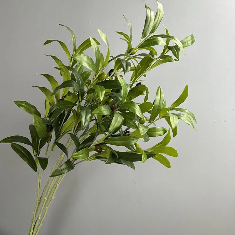 5 Pieces of Artificial Olive Coppers with Leaves and Fruits, Realistic Floral Decoration for Restaurants, Simulated Olive Plants