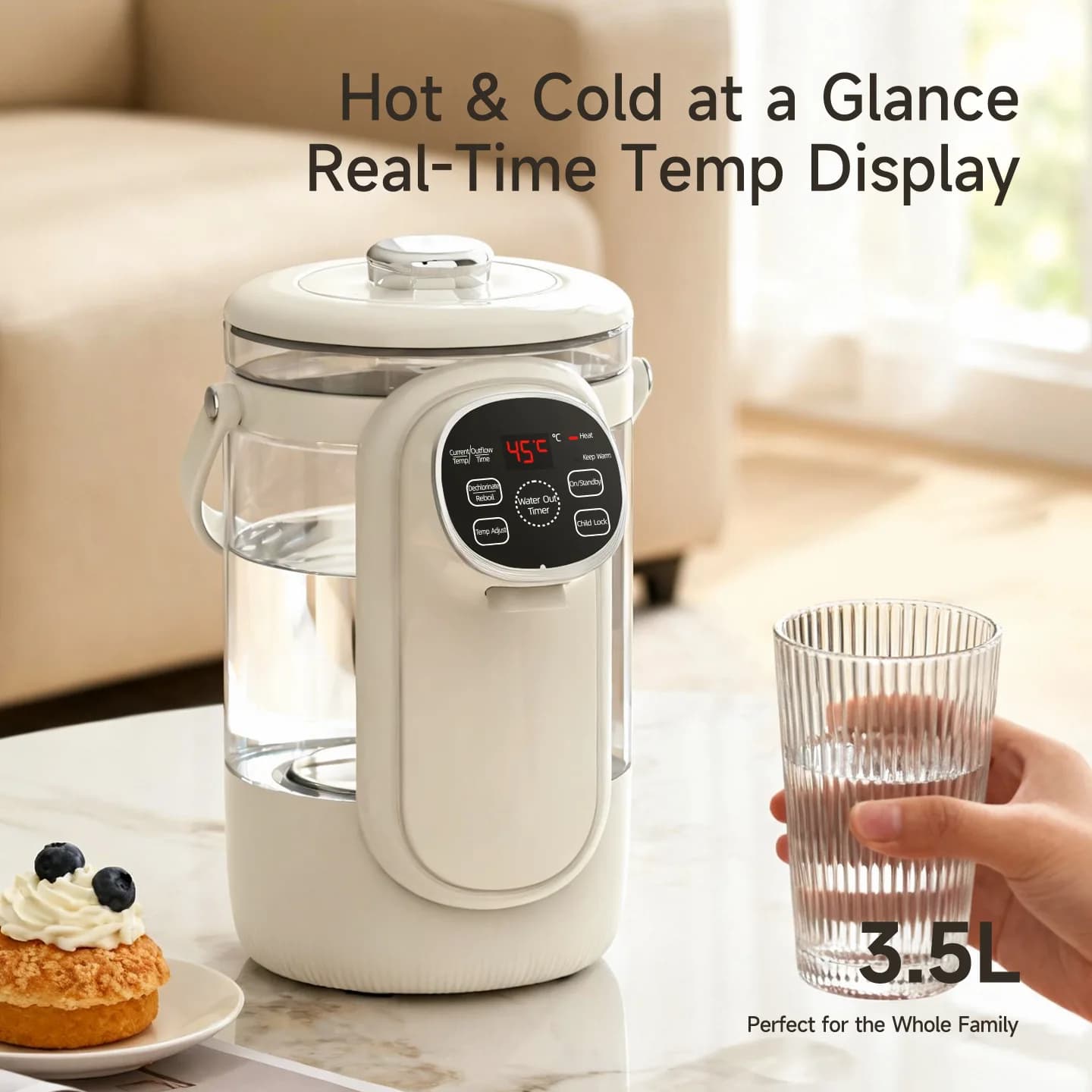 3.5L Table Electric Kettle with Water Dispenser, Automatic Heat Maintenance Function, 12 Level Temperature Adjustment, 220V