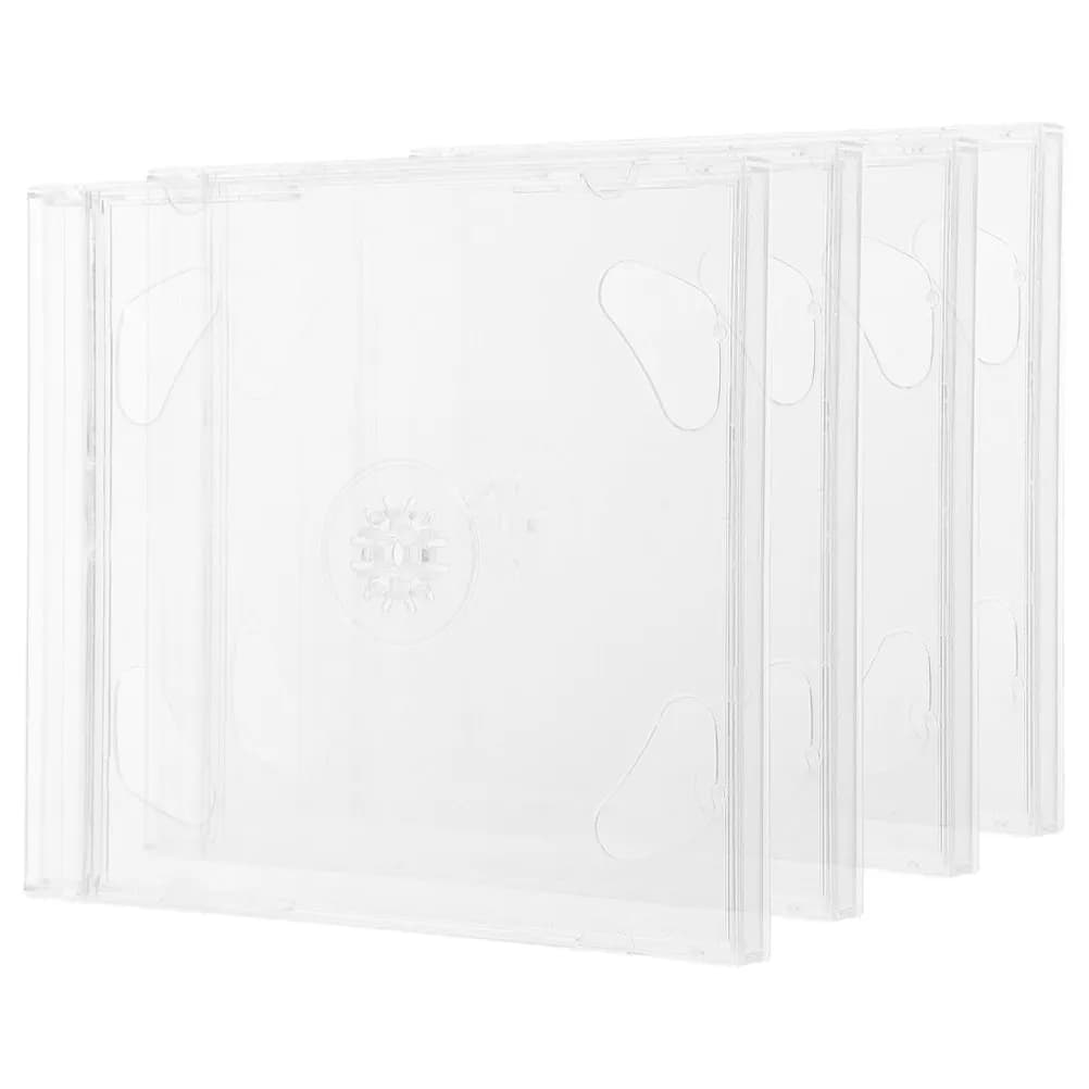 Set di 4 Porta CD in Polistirolo Resistente, Organizzatore per Dischi CD/DVD, Facile Etichettatura, Custodia Compatta Salvaspazio