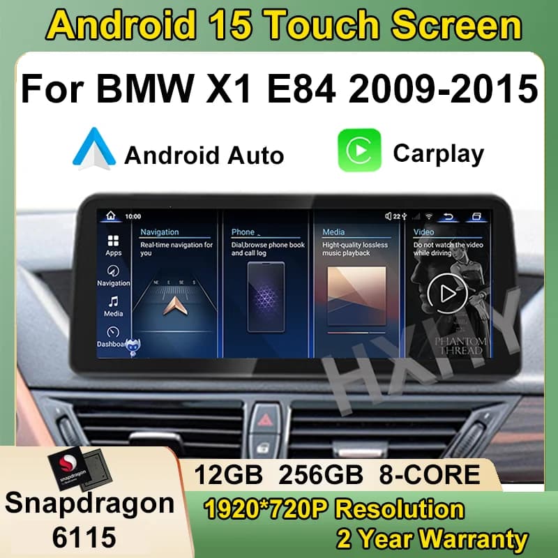 Qualcomm Android 15 12 + 256G Auto Carplay Lettore DVD per auto Radio Navigazione GPS Multimedia Stereo per BMW X1 E84 2009-2015