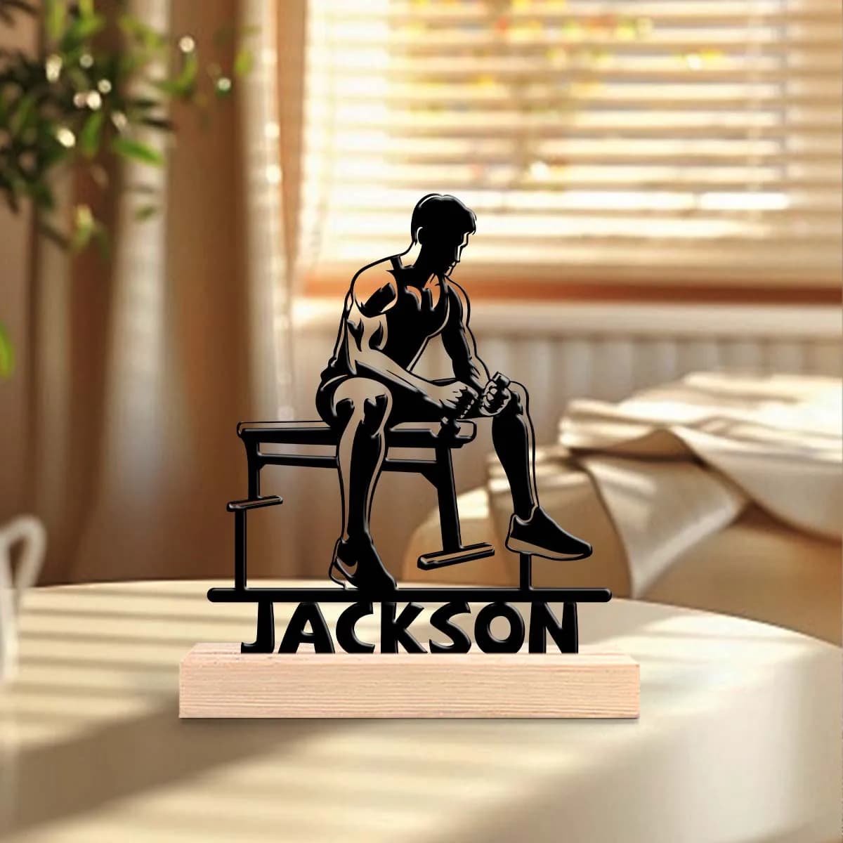 1pc Metal Desktop Decoration Customizable Content Equipped with Wooden Base Festival Ornaments and Decorations
