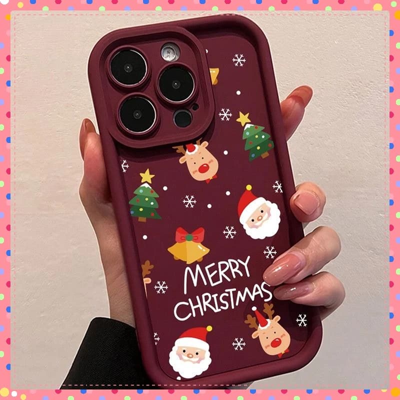 Custodia per telefono Natale Babbo Natale Alce per iPhone 17 16 15 14 13 12 11 Pro Max X XS XR 7 8 Plus Cover posteriore antiurto in silicone morbido