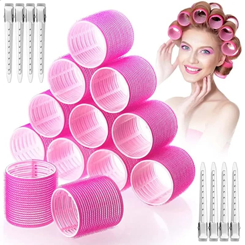 16 pcs/24 pcs Roller Magic Bigodino Natural Curling No Heat Hair Bangs Volume Self-adhesive Hook & Loop Tools for Hair Styling DIY