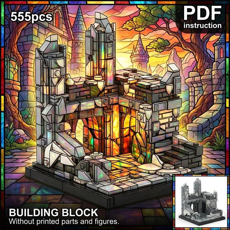 DIY Medieval Castle Battlefield Scene Construction Set Architecture Decoration Building Bricks Toy