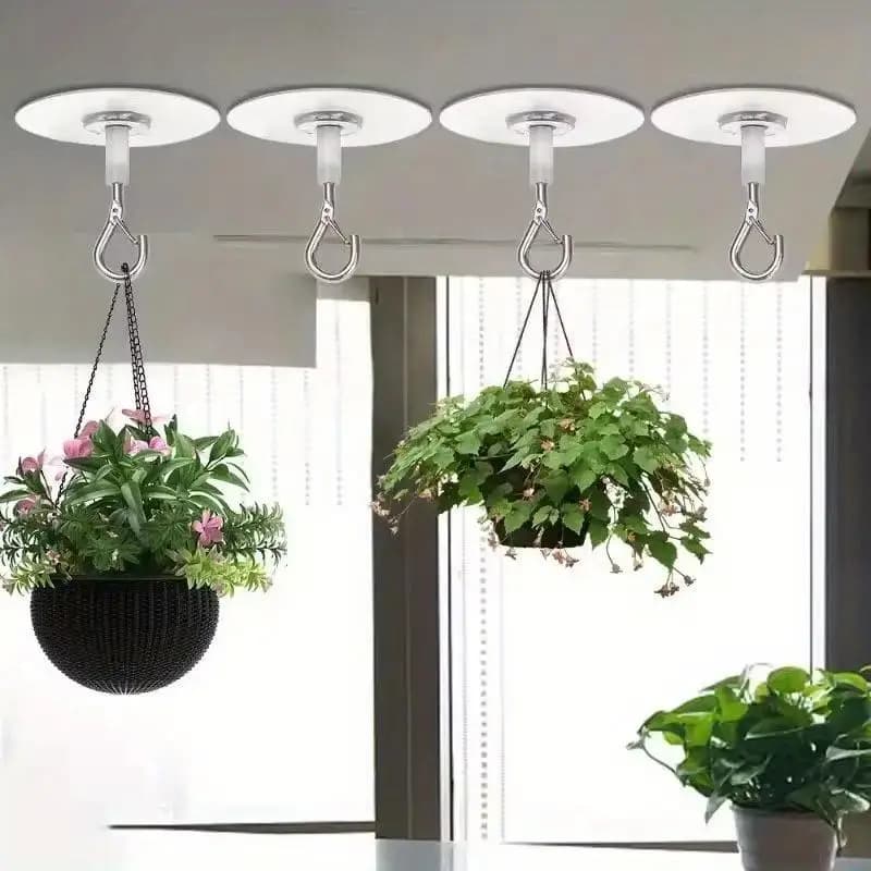 [S]3Pcs Stick Ceiling Hooks Heavy Duty Adhesive Hooks Waterproof Wall And Ceiling Hangers For Wind Chimes Balloons Decorations