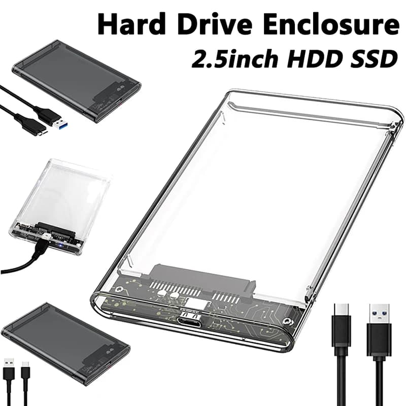 Box per Disco Rigido USB 3.0 Tipo C a SATA III, Case Esterno per HDD/SSD da 2,5 Pollici, Enclosure per Disco Rigido Esterno