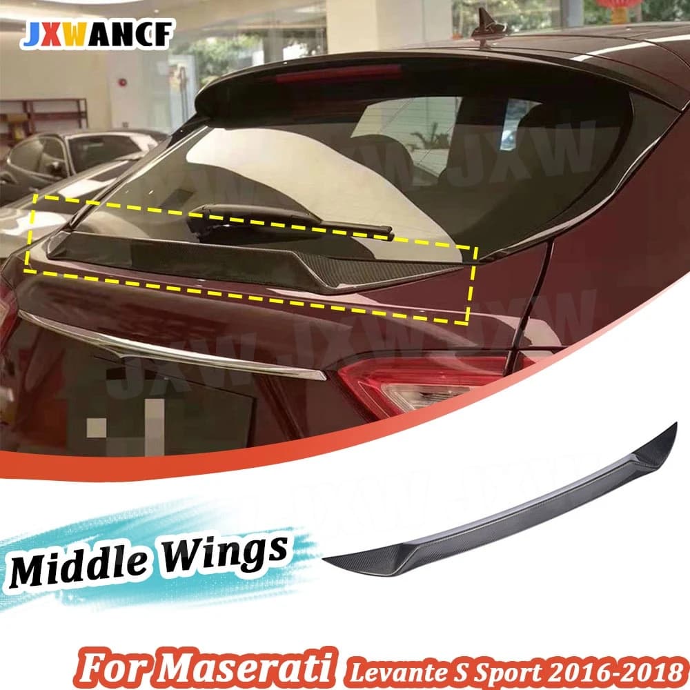 JXWANCF Carbon Fiber Rear Spoiler Middle Wings for Maserati Levante S Sport Spoiler 2016-2018 Boot Exterior Decoration