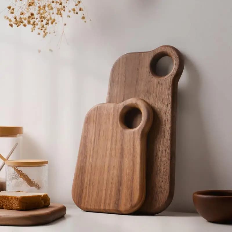 Tagliere in Legno Non Rivestito Black Cherry CB51, per Pizza, Bistecche e Pane, Doppio Lato, Utensile da Cucina per Tagliare Frutta