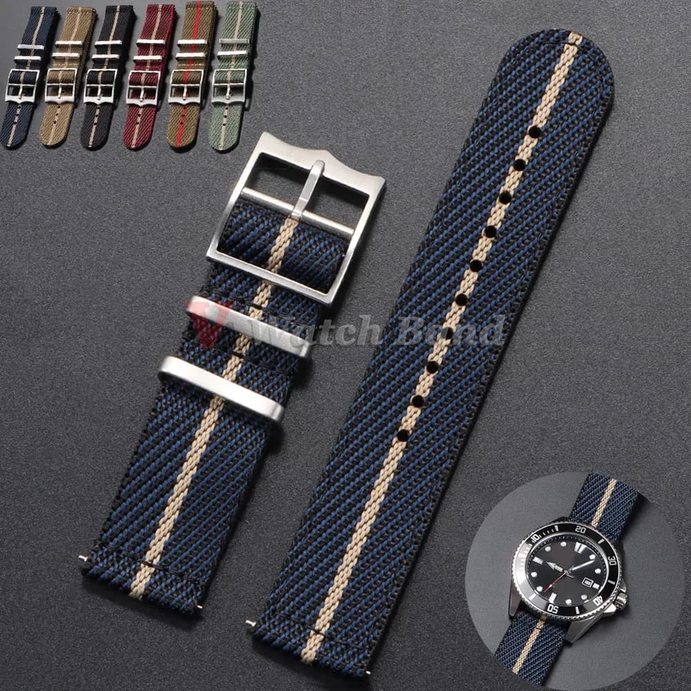 Cinturino in nylon da 20 22 mm per Tudor per cinturino Omega cinturino in tessuto di tela intrecciata per Seiko uomo braccialetto sportivo militare a sgancio rapido