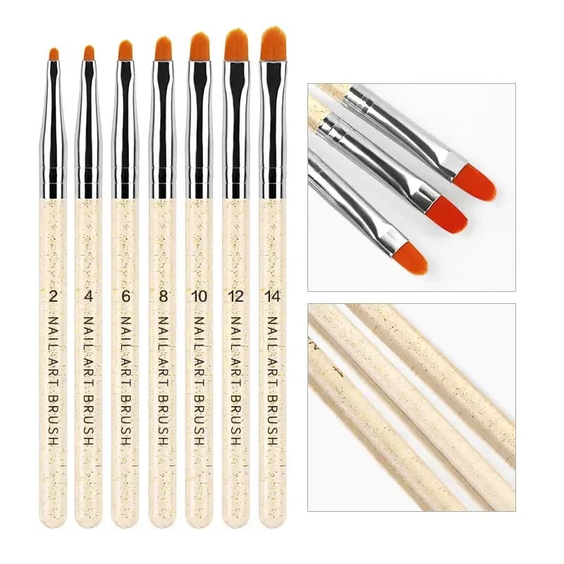 7 pz/set nylon capelli gel UV acrilico nail art costruttore pennello penna penne da disegno per la progettazione delle unghie forniture per unghie per professionisti