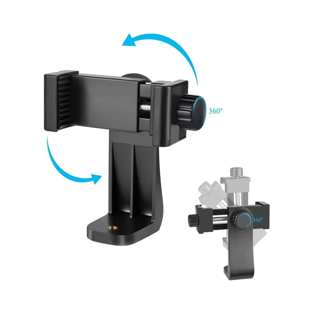 Supporto per treppiede Clip universale per telefono cellulare da 360 gradi compatibile con adattatore per treppiede da tavolo per supporto per cellulare con vite da 1/4 per iPhone
