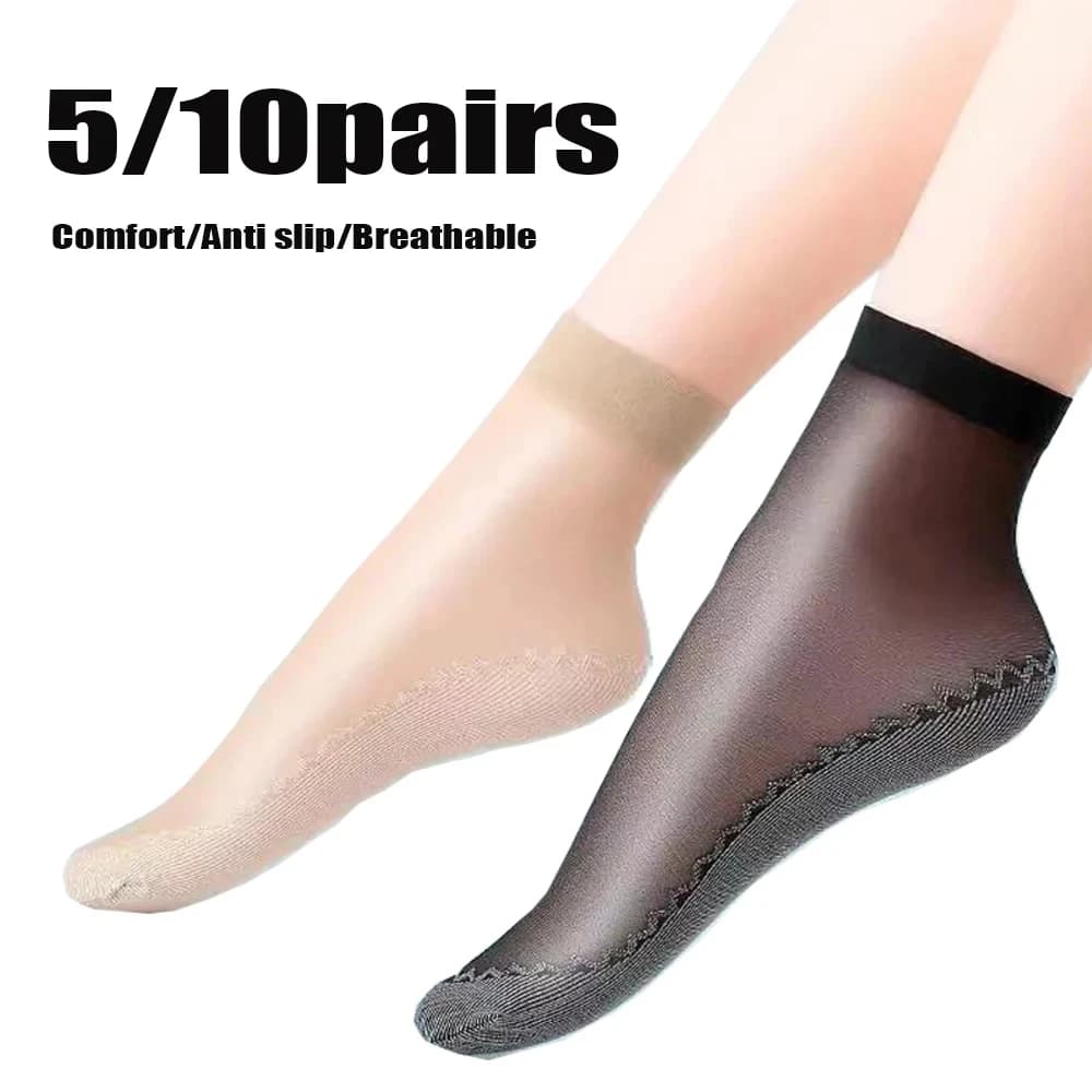 5/10 pairs of women's short socks elasticated socks with cotton bottom non-slip ultra-thin summer sock breathable women's elastic sock