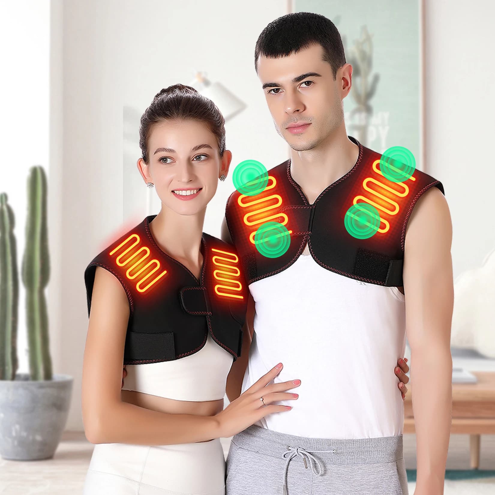 Weighted heating cushion for back and shoulders with 3 heat and timer settings - Gift to relieve back pain for men and women