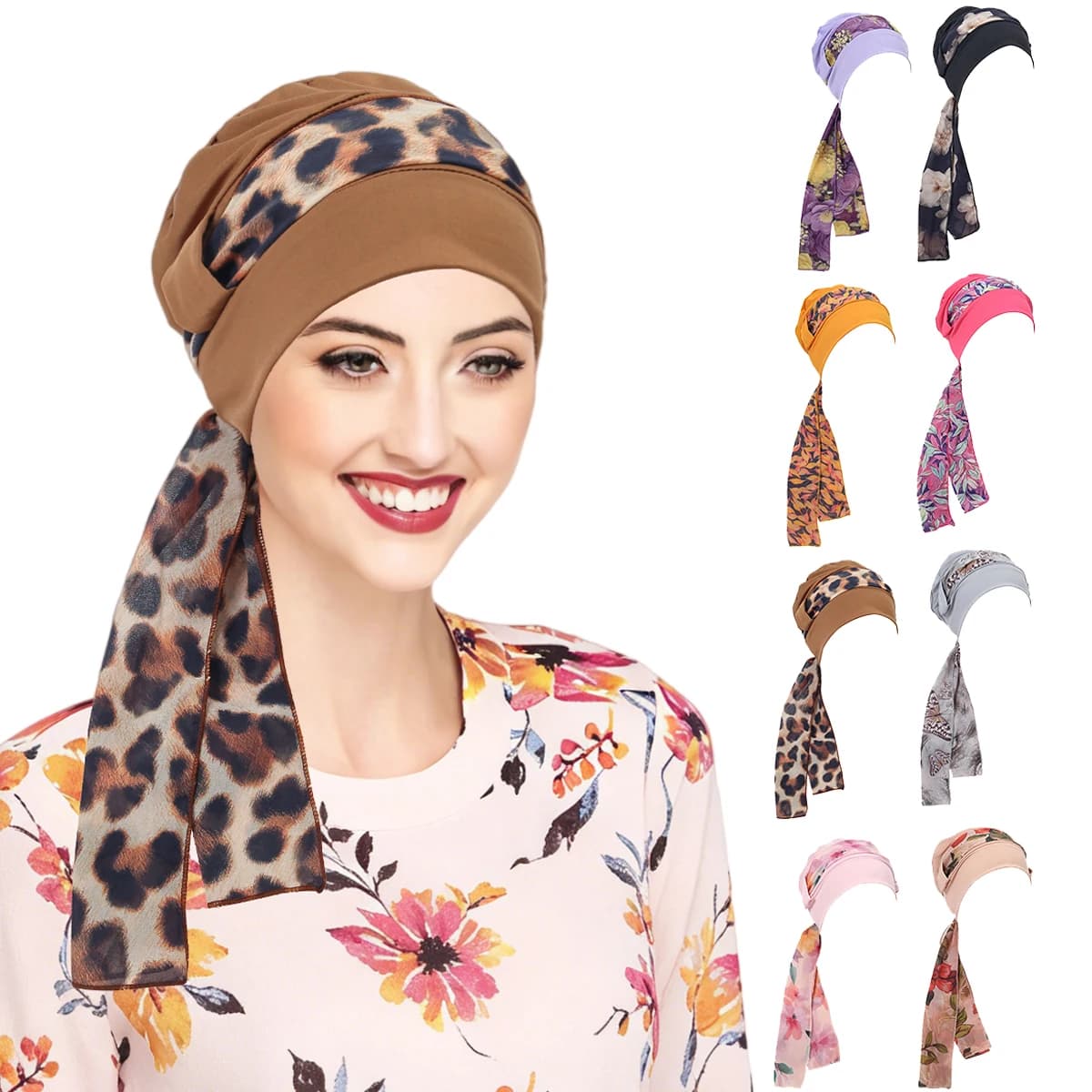 Nuovi Cappelli da Donna 2026 con Stampa Floreale, Hijab Musulmani Elastici, Copricapi con Coda Lunga, Berretti per Chemioterapia, Bandane per Cancro