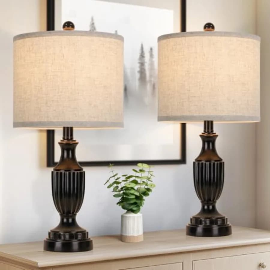 Set di 2 Lampade da Tavolo in Stile Rustico Vintage per Soggiorno, Lampade da Comodino Opache per Camera da Letto, Lampade da Scrivania Antiche