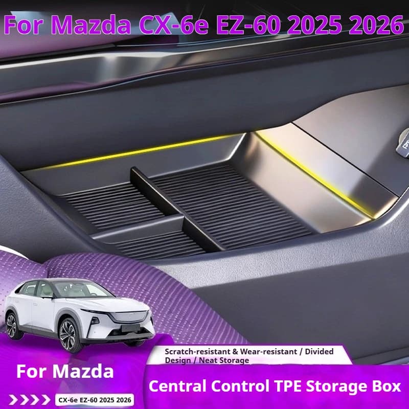 Per Mazda CX-6e EZ-60 2025 2026 Scatola portaoggetti sottoconsolle centrale in TPE, organizer per interni auto, accessori per il controllo centrale