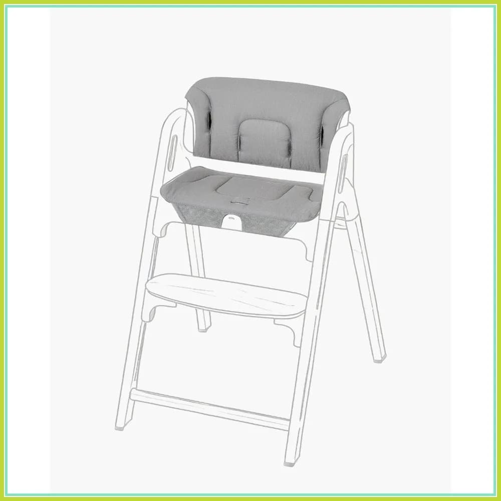 Set Cuscino e Schienale per Seggiolone - Supporto Ergonomico, Antiscivolo, Lavabile in Lavatrice, Cuscino Grigio