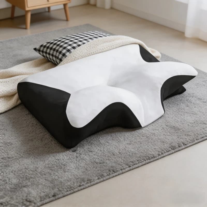 Cuscino Cervicale Ergonomico in Memory Foam a Forma di Farfalla Nera, Ortopedico a Lento Ritorno per Supporto del Collo e Alleviamento del Dolore