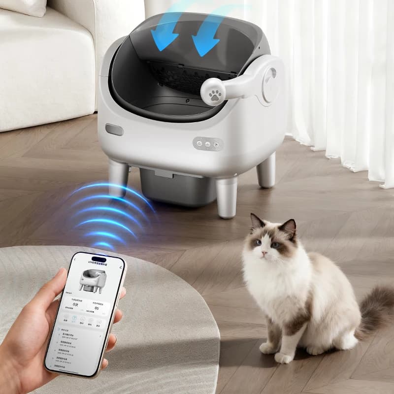 Self Cleaning Smart Cat Litter Box Large 80L Open Design With APP Control Odor Removal System