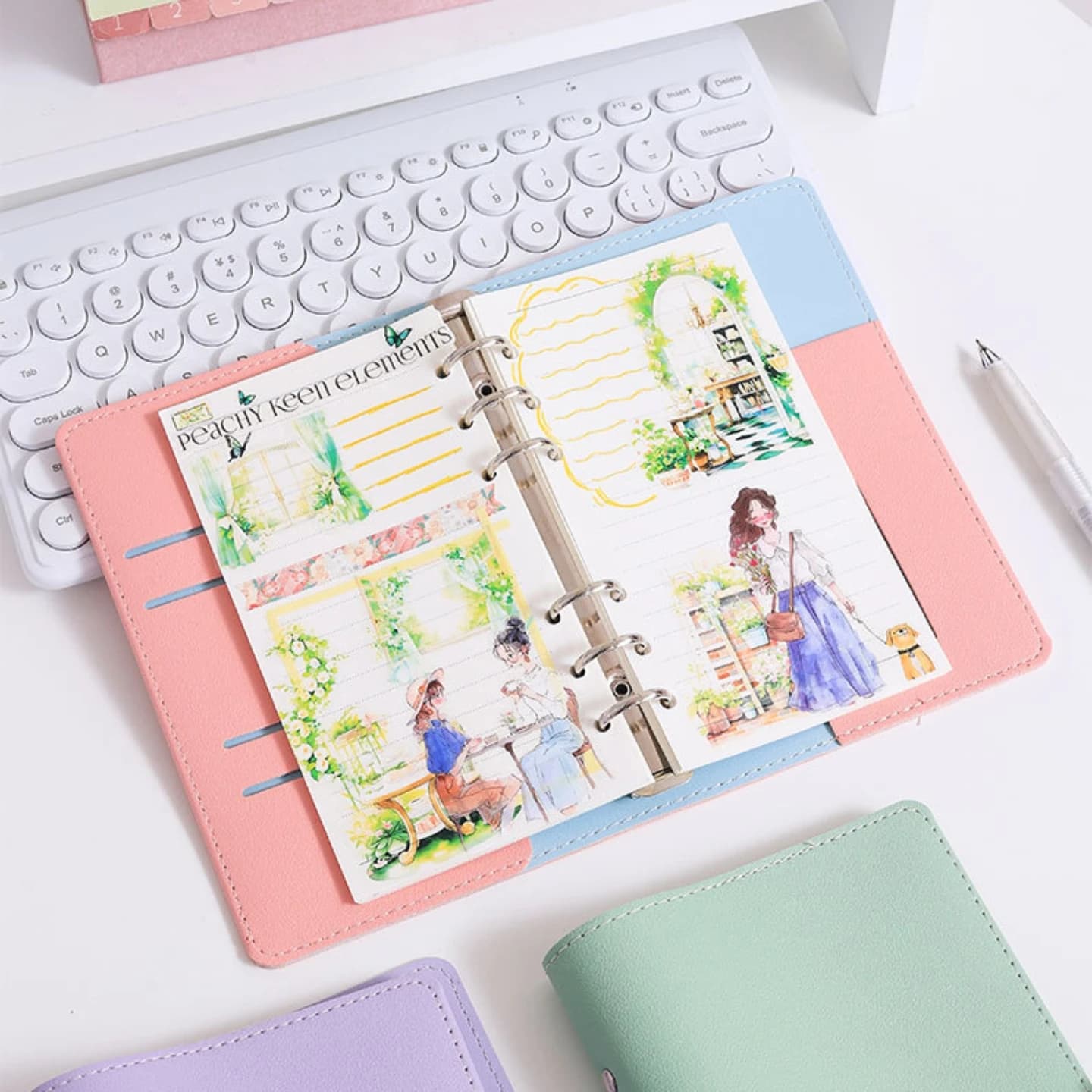 Ins Aesthetic A6 Binder Journal - Portable Refillable Notebook, Detachable Planner for School & Daily Use