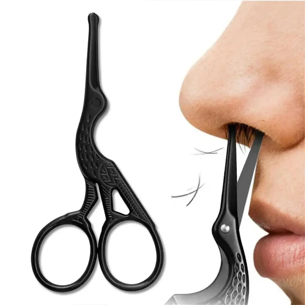 Professional rounded face hair scissors in stainless steel for mustache, nose hair, beard, eyebrows, eyelashes, haircuts