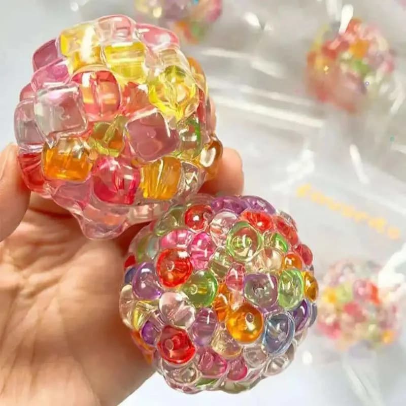 QQQ Fidget Ice Cube Colored Beads Squeeze Squishy Balls Hand Exercise Sensory ADHD Anxiety Stress Reliever Toys For Kids Adults