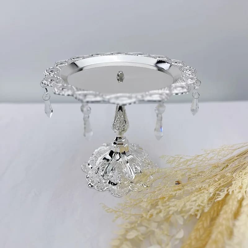 Accessori per Matrimoni, Articoli per la Casa, Piatto Alto in Metallo Stile Europeo, Vassoio in Cristallo, Piatto per Frutta Secca 3068