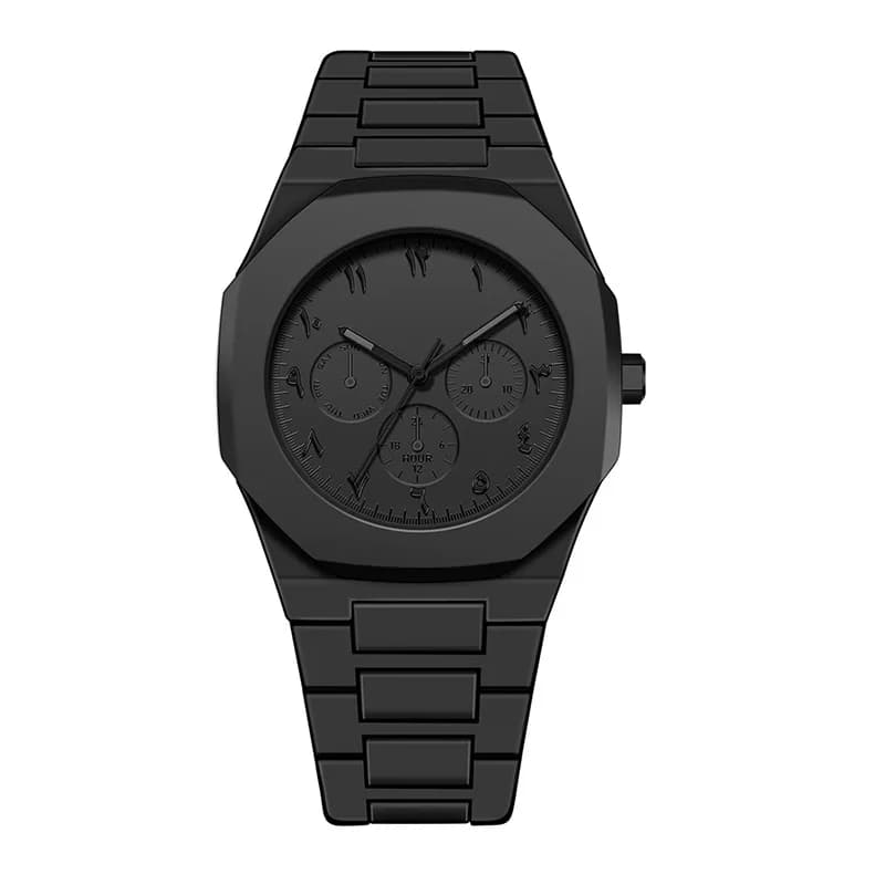 Orologio con numeri arabi popolari Orologio da polso al quarzo nero di moda di vendita caldo per uomo Orologio da uomo con cinturino in plastica sensibile all'olio opaco