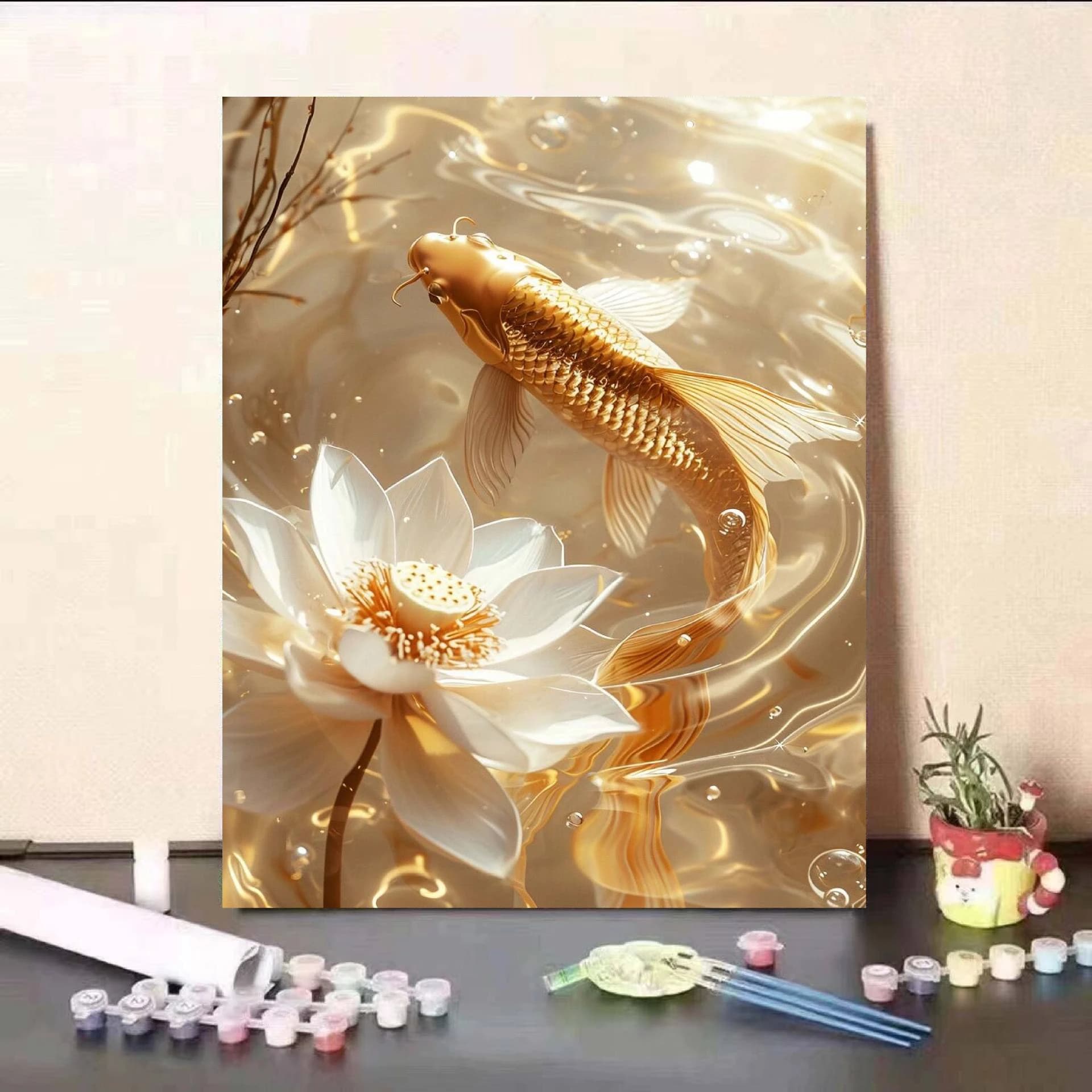 Oil Painting By Numbers Kits Golden carp Art Collection Paintings DIY Acrylic Paint By Numbers for Adults Home Decor