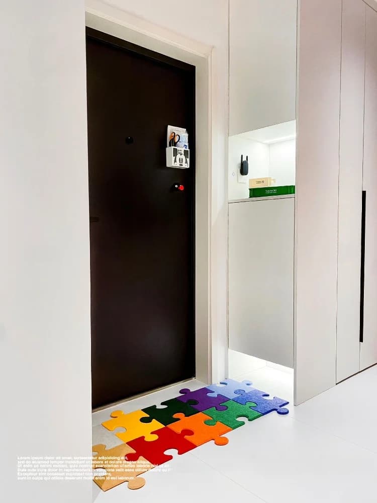 Rainbow Puzzle Entrance Mat Bathroom Mat Absorbent Woolen Felt Multi-Purpose Mat Customizable Home Decor Doormat