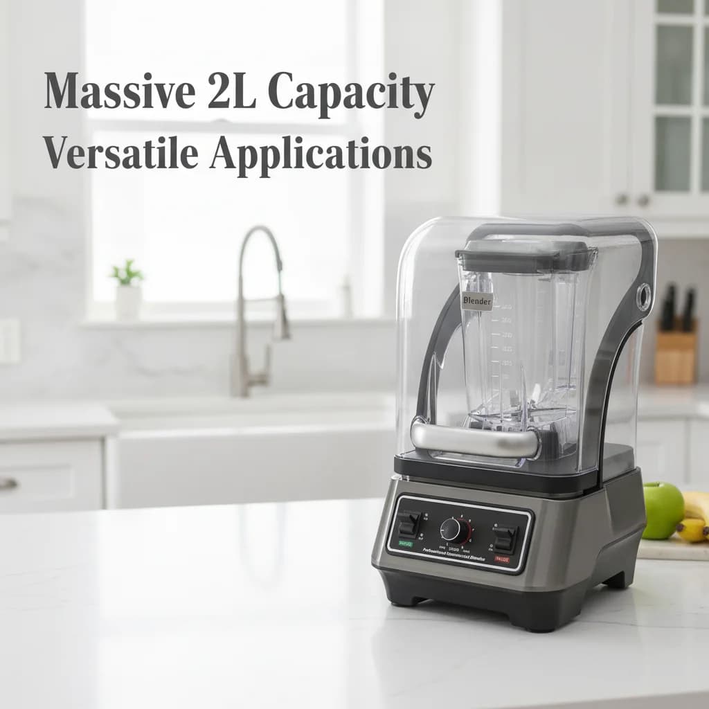 1600W Multifunctional Blender 2L Capacity, Heavy Duty Commercial Smoothie Maker with Adjustable Speed & Pure Copper Motor (US Plug)