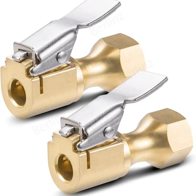 Mandrino pneumatico per pneumatici per auto, blocco a flusso aperto per impieghi gravosi su mandrino per pneumatici con Clip per gonfiatore, accessori per compressori Gauge, giallo