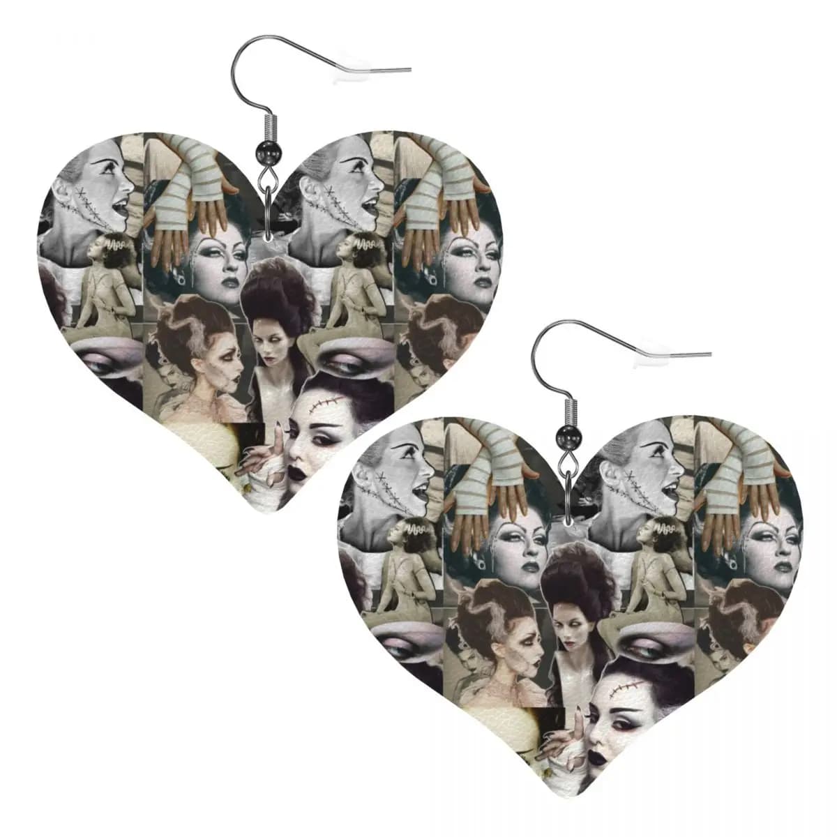 Orecchini pendenti personalizzati The Bride Of Frankenstein Orecchini pendenti in pelle per le donne Moda HorrorMovie per la festa