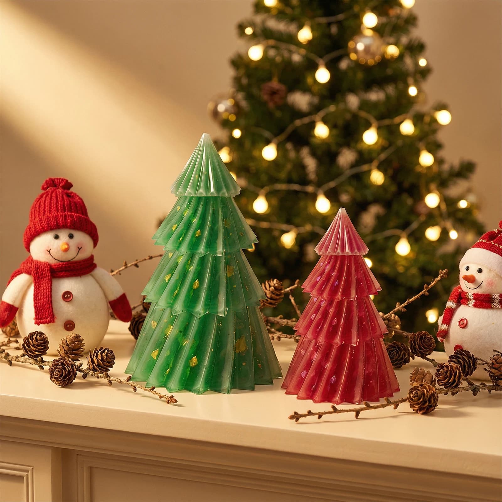 Stampo in resina epossidica di cristallo Origami a strisce albero di Natale candela ornamento stampo in silicone per gesso fai da te