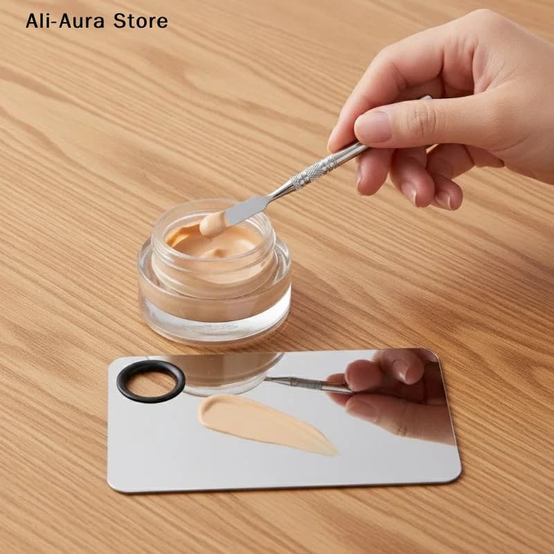 4Pcs Makeup Foundation Brush Lipstick Eye Shadow Mixing Palette Stainless Steel With Spatula Rod Color Stick Beauty Tools